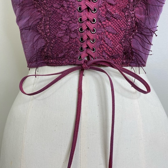 100% DUPIONI SILK LACE UP FRONT CORSET VEST! - Picture 8 of 10